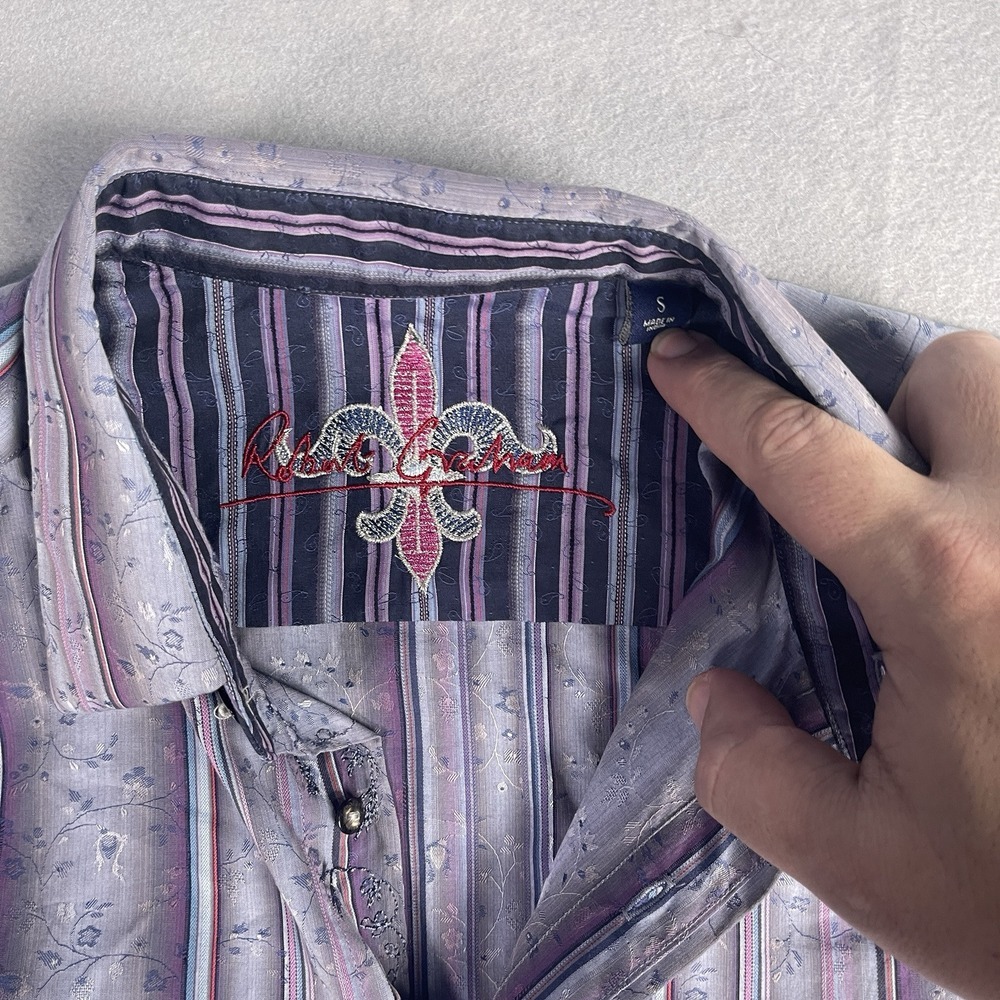 Robert Graham Casual Button Front Oxford Shirt Men Small Long Sleeve‎ Striped - Picture 2 of 11